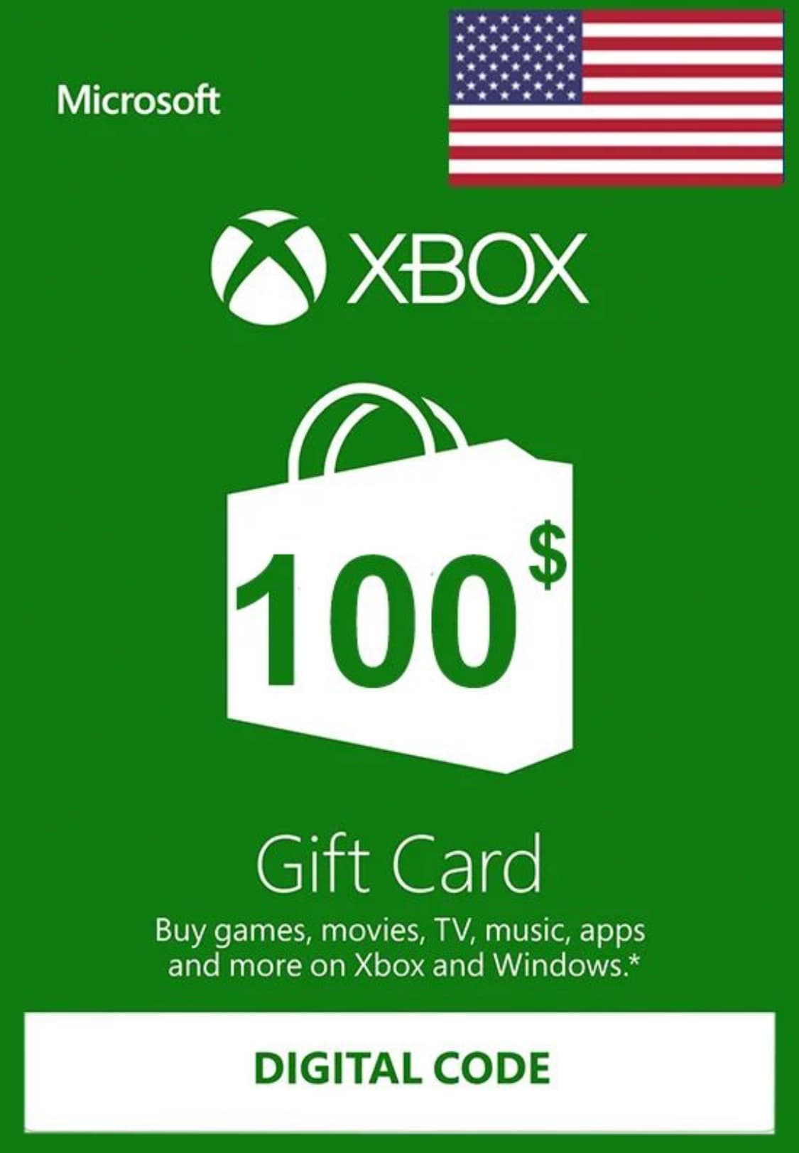 XBOX Live Gift Card 100 USD/US Dollars/$ for USA