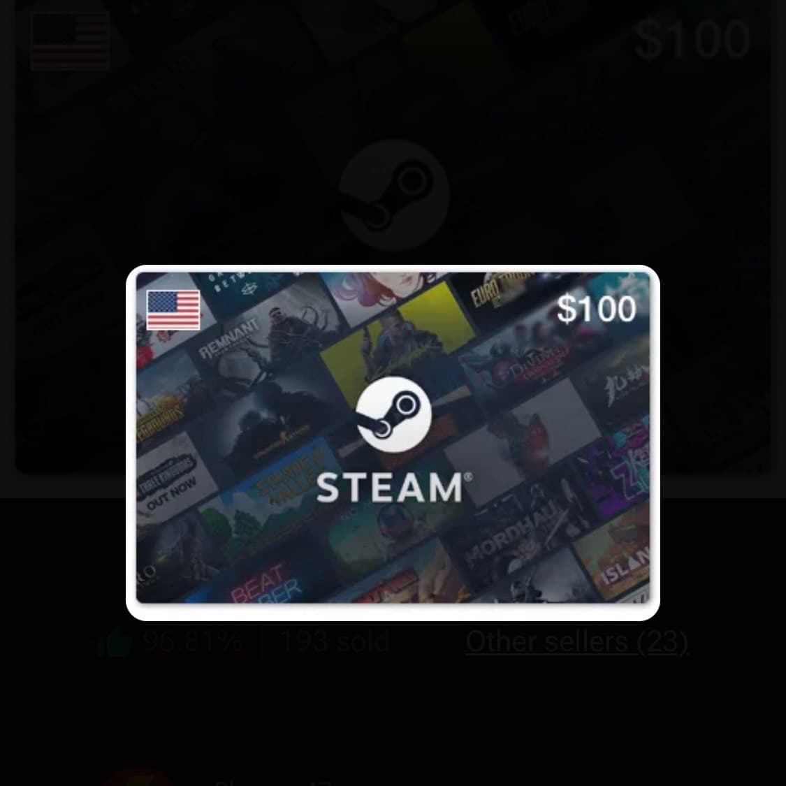 Steam Wallet Code USD 100 (US)