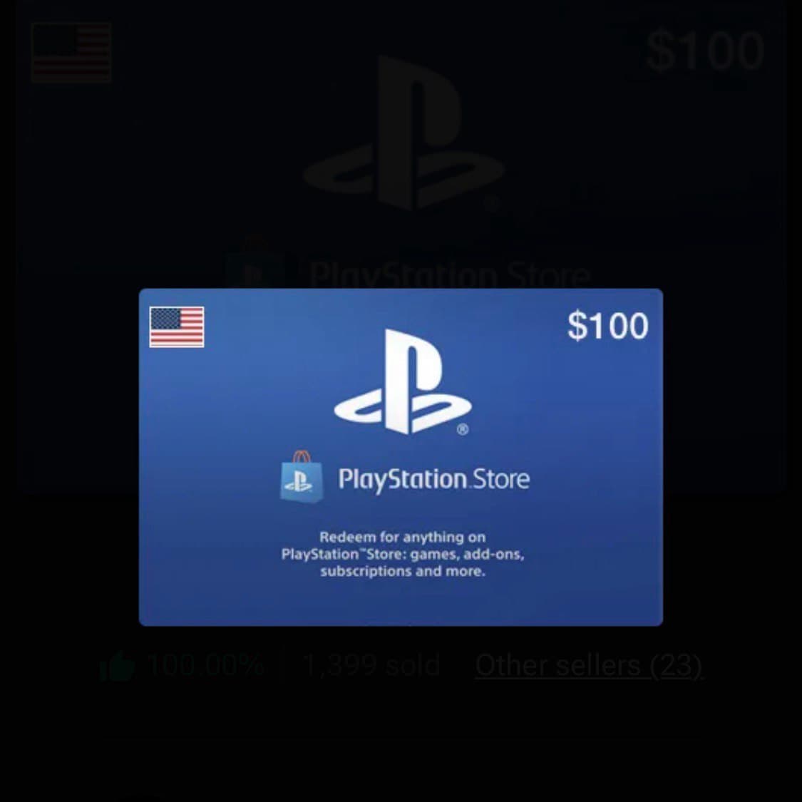 PSN Gift Card USD 100 (US)